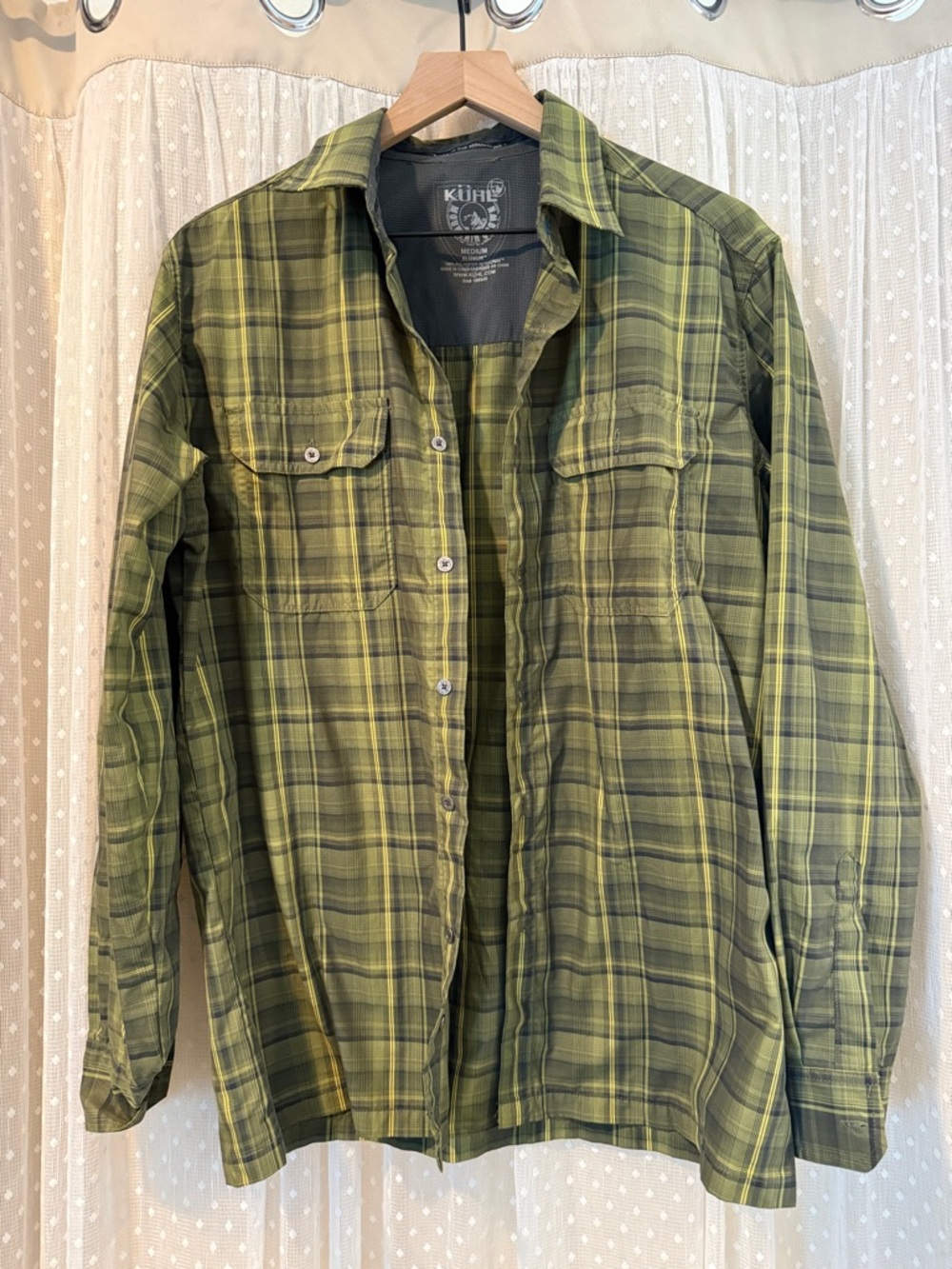 Kuhl Olive Green Plaid Button-Down Shirt